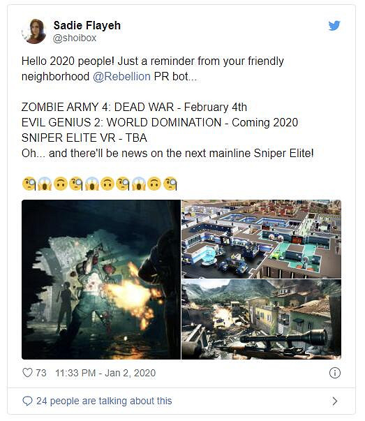 Rebellion工作室透露《狙擊精英5》將會公布