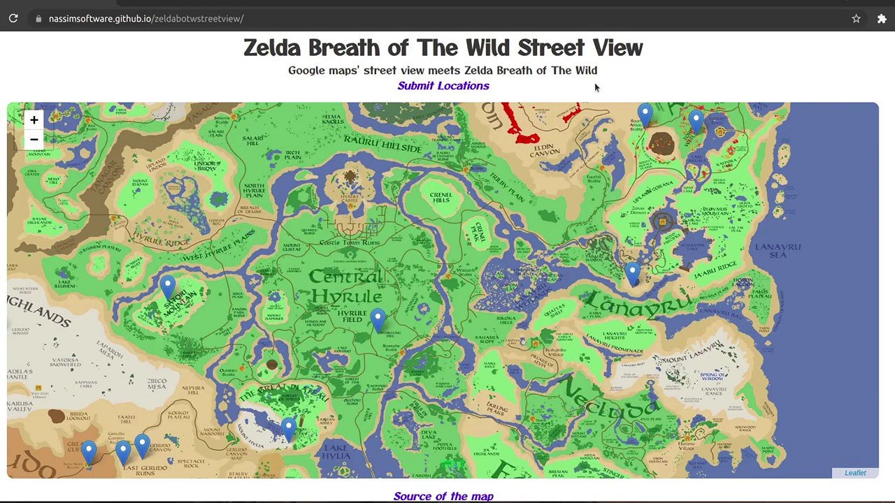 粉絲力作：“谷歌地圖”版《薩爾達傳說：曠野之息》地圖