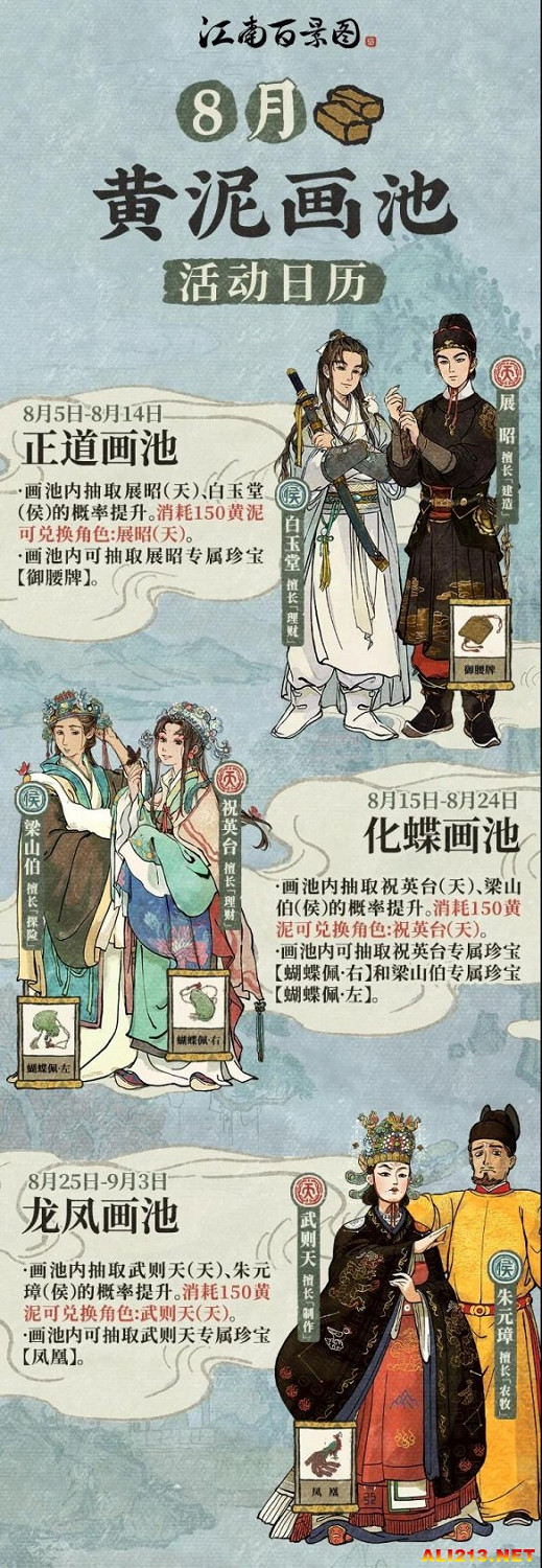 江南百景圖8月畫池一覽 8月黃泥畫池有哪些角色 江南百景圖8月畫池一覽 8月黃泥畫池有哪些角色