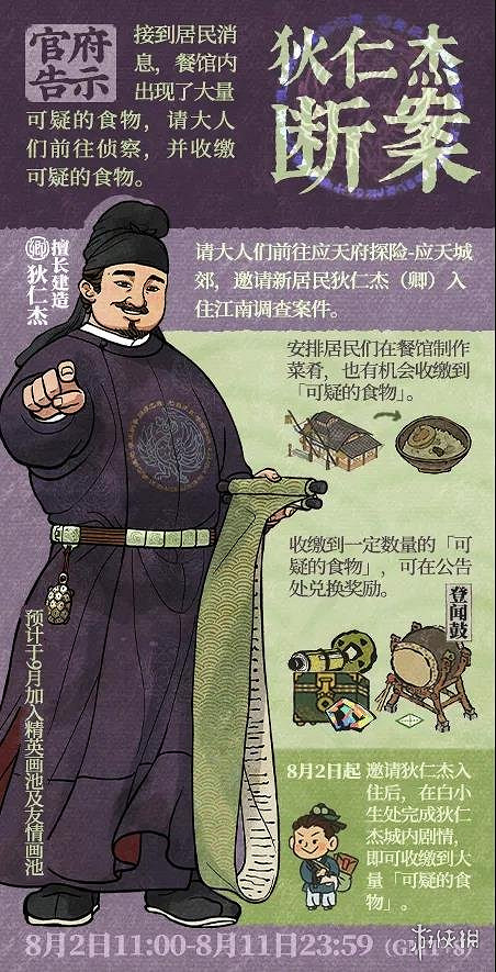 江南百景圖狄仁傑斷案活動介紹 8月上旬活動一覽