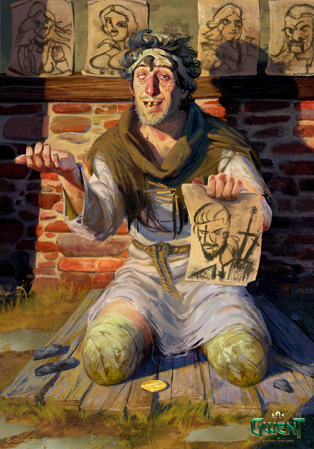 CDPR畫師繪製《昆特牌》藝術圖 丹德裡恩懷抱美女