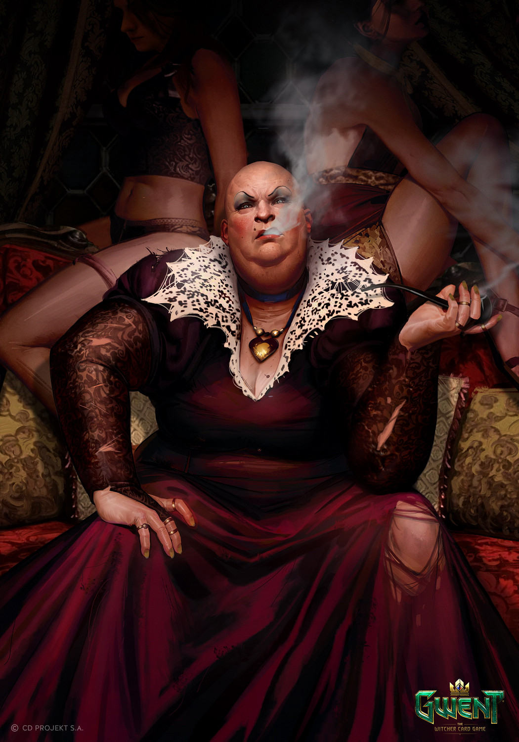 CDPR畫師繪製《昆特牌》藝術圖 丹德裡恩懷抱美女