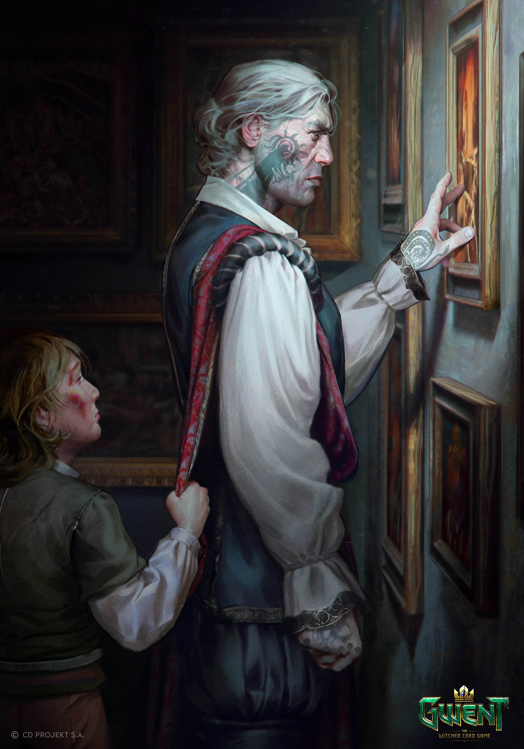 CDPR畫師繪製《昆特牌》藝術圖 丹德裡恩懷抱美女