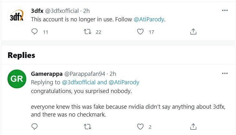 3DFX Interactive不會歸來 該推特帳號是在惡搞 3DFX Interactive不會歸來 該推特帳號是在惡搞