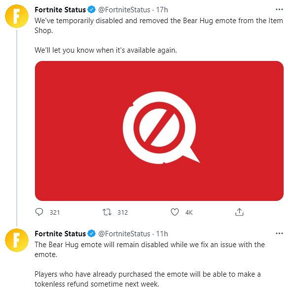由於過於“友好” 《要塞英雄》熊抱動作被下架
