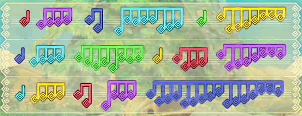 《薩爾達傳說 禦天之劍 HD》歌蚪音符分佈位置