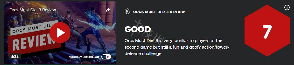 《獸人必須死3》ign評分高嗎?ign評分與評價分享 《獸人必須死3》ign評分高嗎?ign評分與評價分享