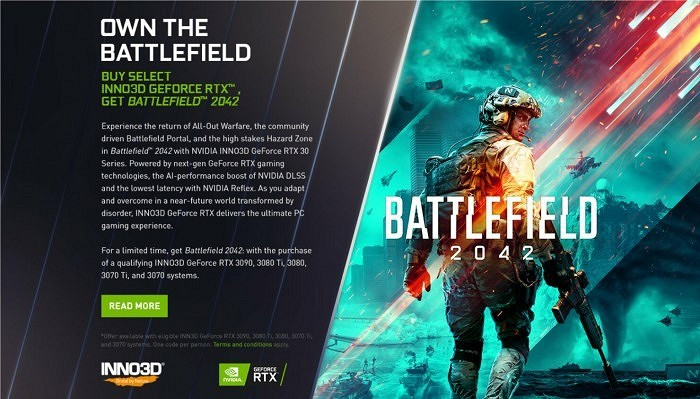 RTX 30系列遊戲捆綁包讓使用者免費獲得《戰地風雲2042》 RTX 30系列遊戲捆綁包讓使用者免費獲得《戰地風雲2042》