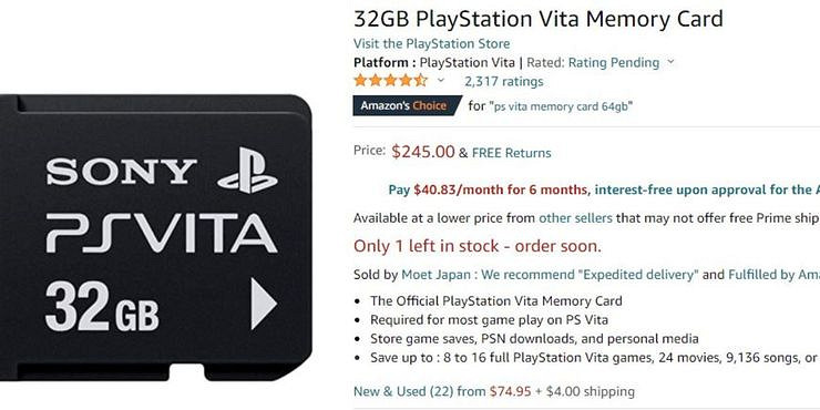 物以稀為貴?索尼PSV掌機記憶棒竟標價245美元 物以稀為貴?索尼PSV掌機記憶棒竟標價245美元