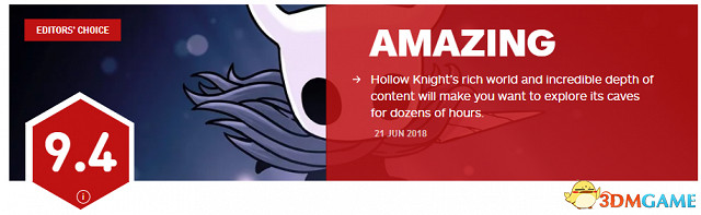 《空洞騎士》IGN 9.4分 豐富的內容值得花幾十小時