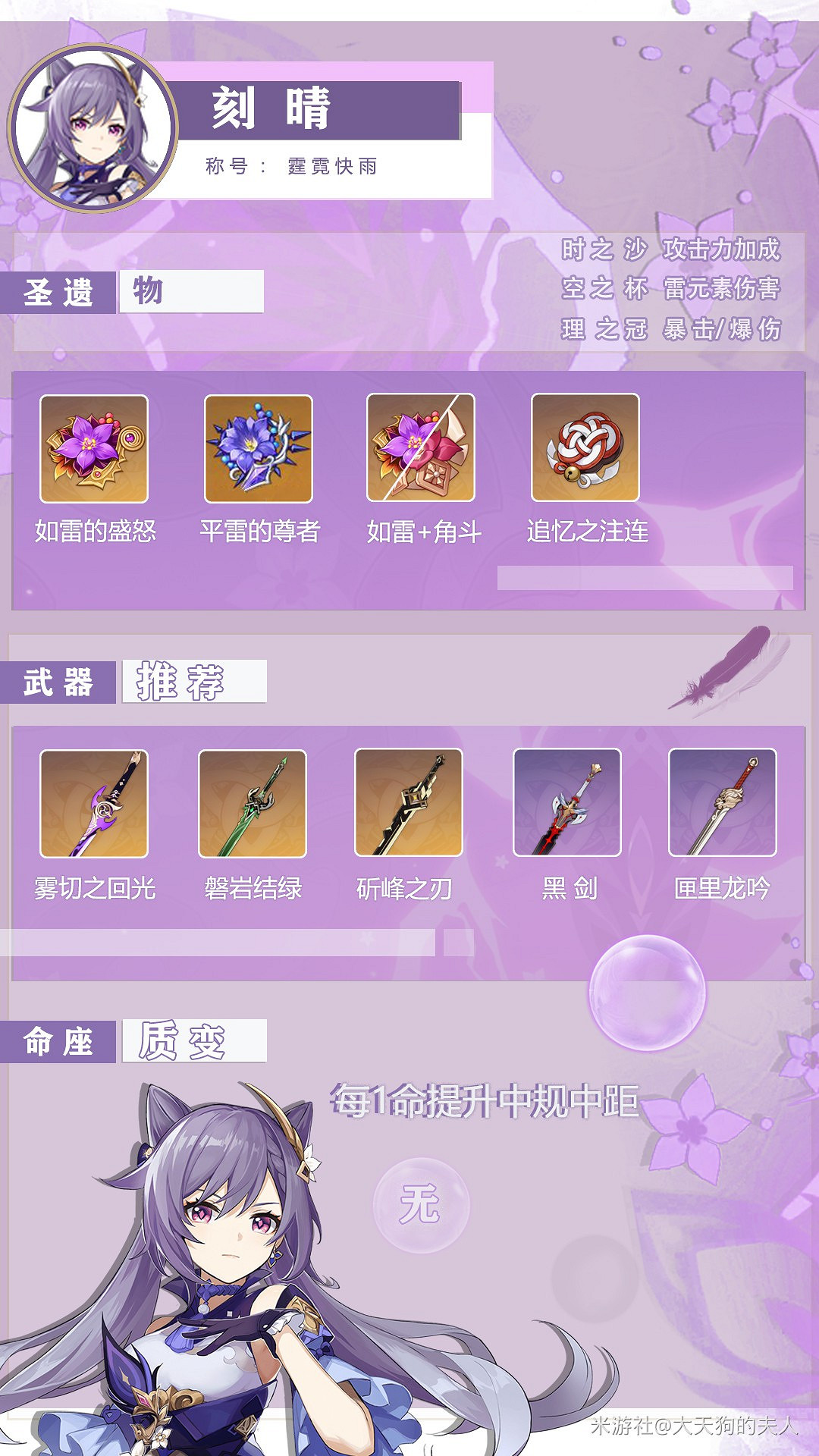 《原神》刻晴裝備推薦及輸出手法講解 《原神》刻晴裝備推薦及輸出手法講解