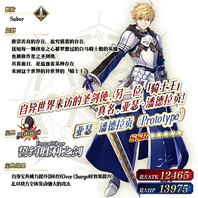 《FGO》亞瑟潘德拉貢立繪預覽 亞瑟潘德拉貢介紹