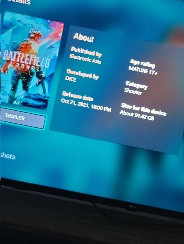 Xbox頁面顯示：《戰地風雲2042》評級17+ B測容量近100GB