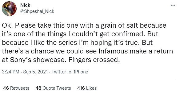 網傳《聲名狼藉》系列新作將在PS5展會上出現