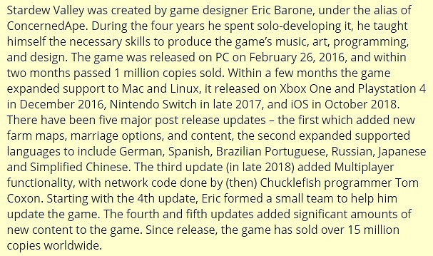 《星露谷物語》全平台銷量破1500萬份 都愛種田