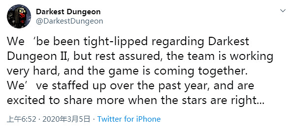 《暗黑地牢2》開發團隊規模擴大 遊戲開發順利 《暗黑地牢2》開發團隊規模擴大 遊戲開發順利