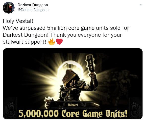 《暗黑地牢》官方發推慶祝銷量突破500萬 續集將於年底上線Epic商城