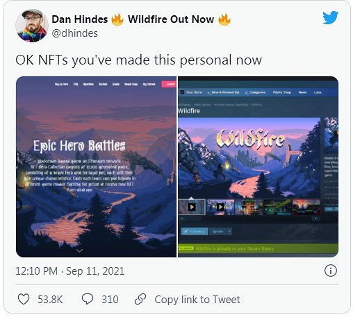 《野火》遊戲藝術圖被區塊鏈遊戲盜用 太無恥了 《野火》遊戲藝術圖被區塊鏈遊戲盜用 太無恥了