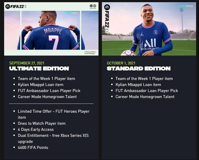 《FIFA 22》標準版無法免費升級到次世代版本