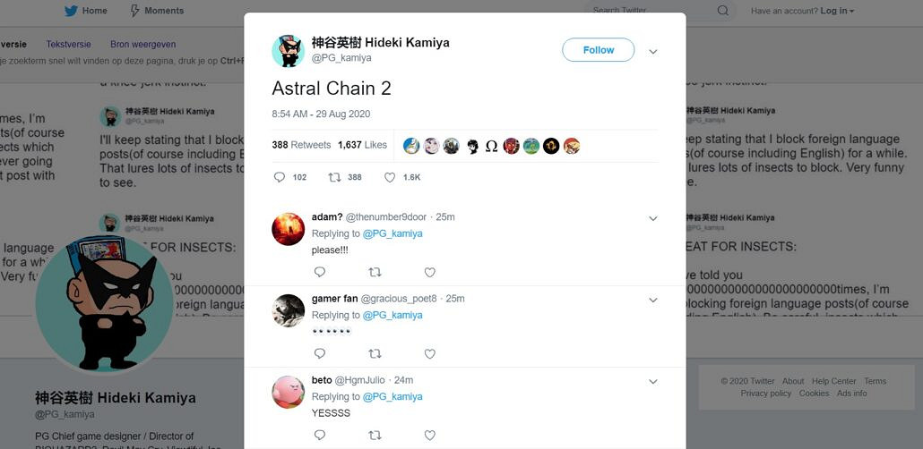 白金工作室神谷英樹發推暗示《異界鎖鏈2》