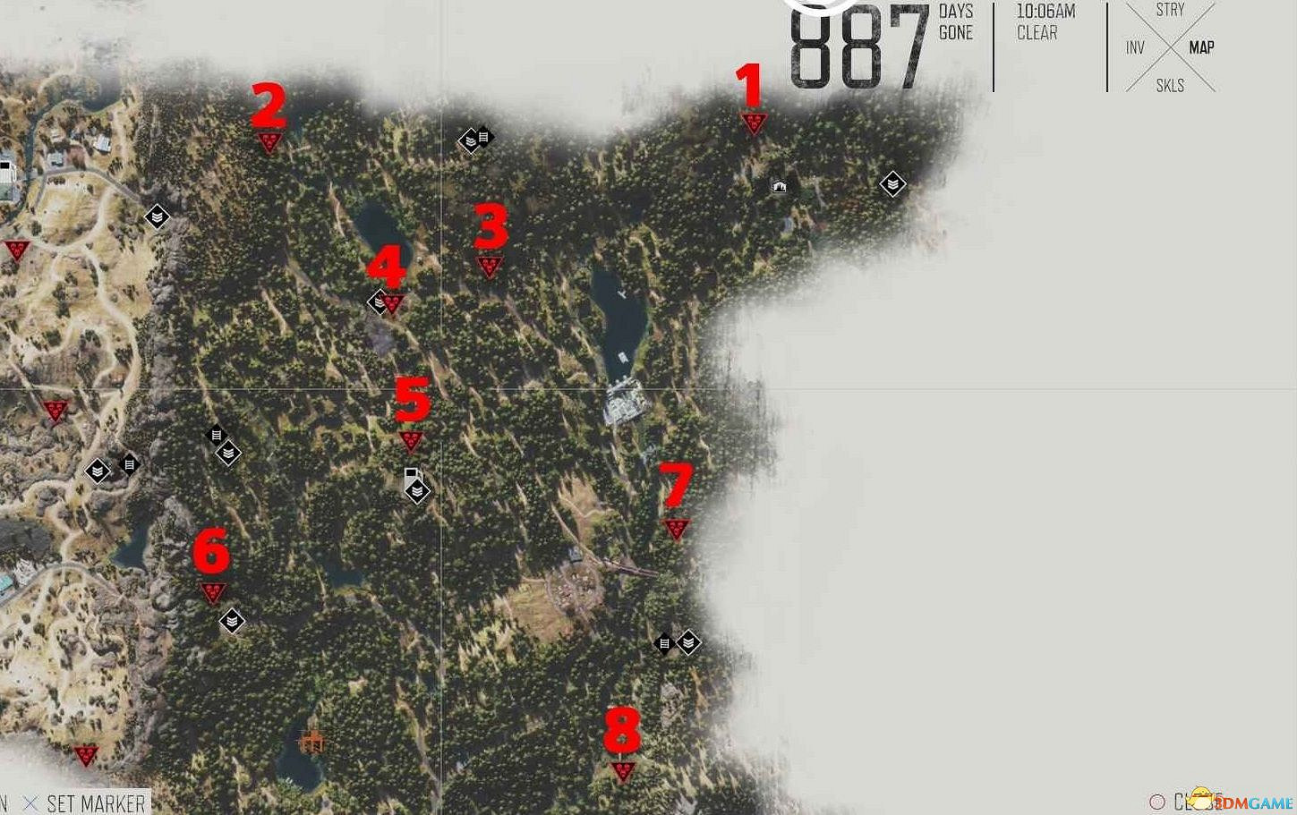 《往日不再》暴走潮位置 暴走潮標注地圖