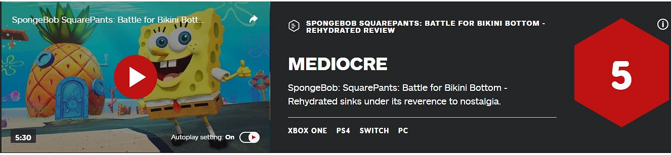 《海綿寶寶:爭霸比基尼海灘-再注水》IGN5分:過於懷舊 《海綿寶寶:爭霸比基尼海灘-再注水》IGN5分:過於懷舊