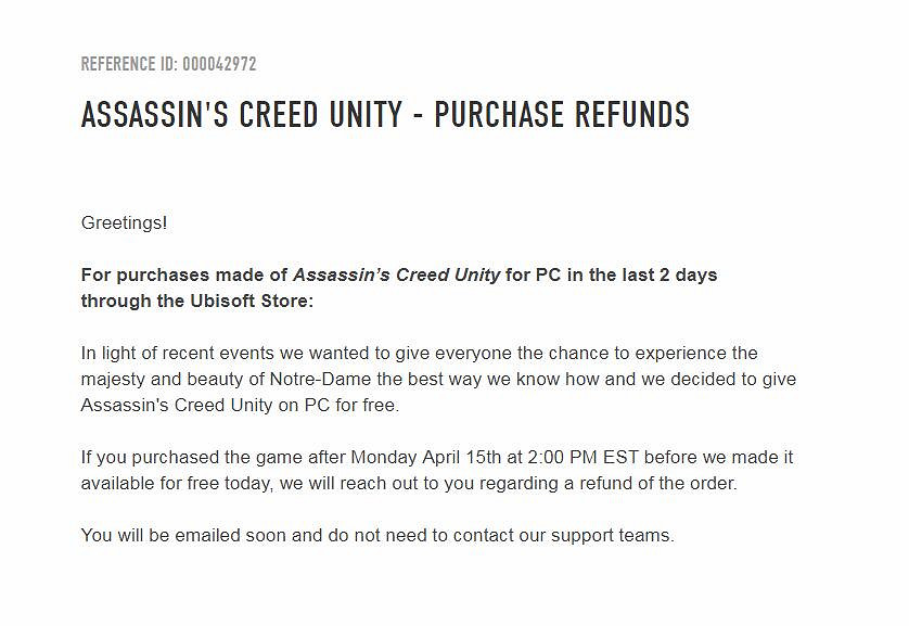 良心到家！育碧決定給周內購買《刺客教條大革命》的使用者退款