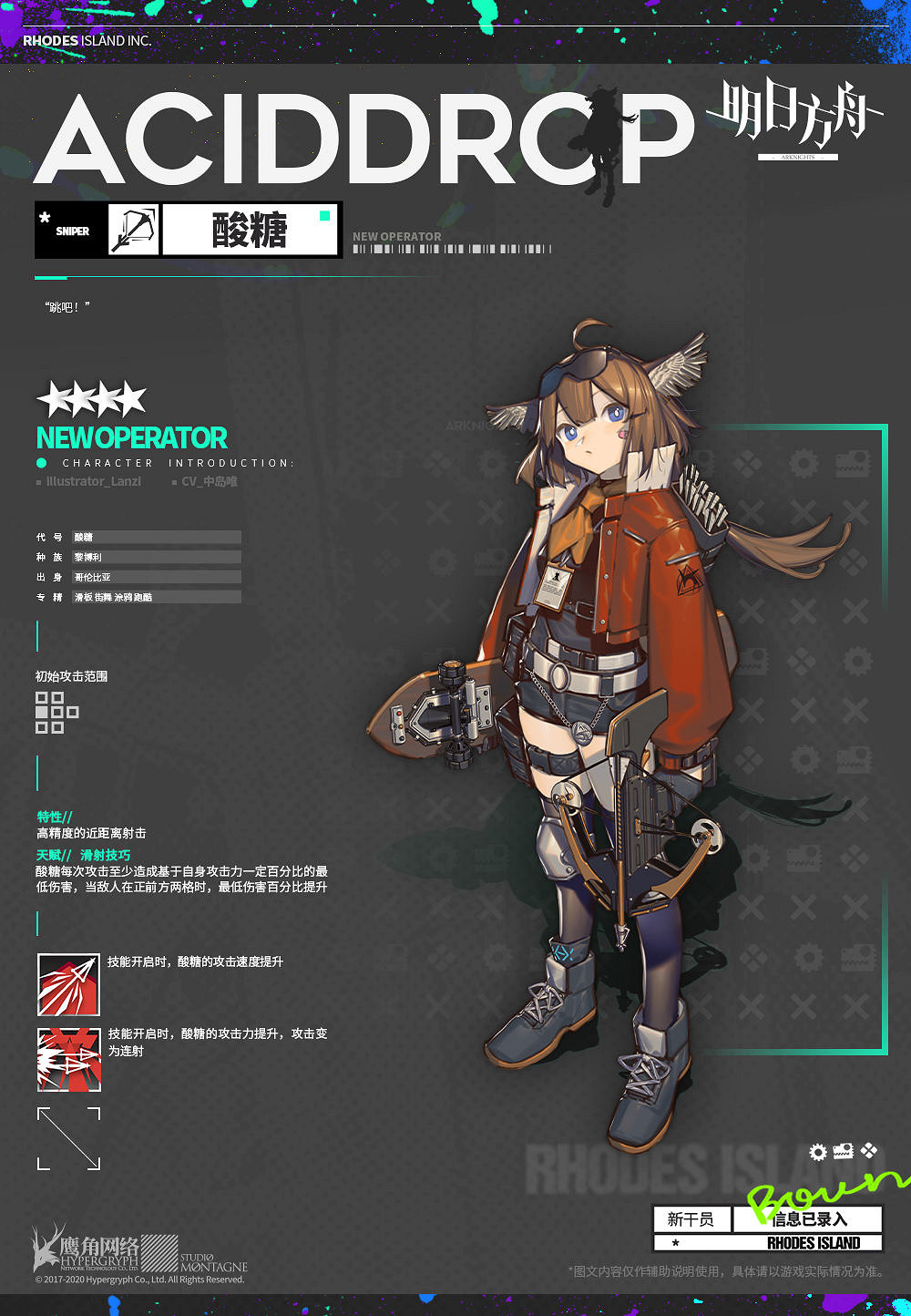 《明日方舟》酸糖幹員檔案 四星特種幹員酸糖資料檔案故事一覽