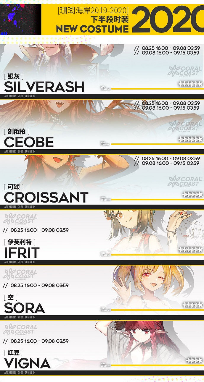 《明日方舟》8月活動卡池介紹 2020年8月新幹員皮膚一覽