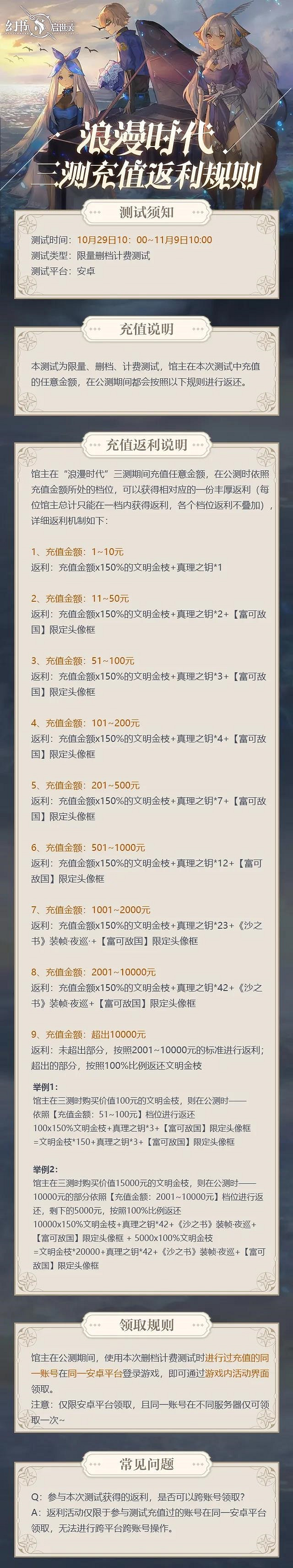 《幻書啟世錄》儲值返利介紹 三測儲值返利情況 《幻書啟世錄》儲值返利介紹 三測儲值返利情況