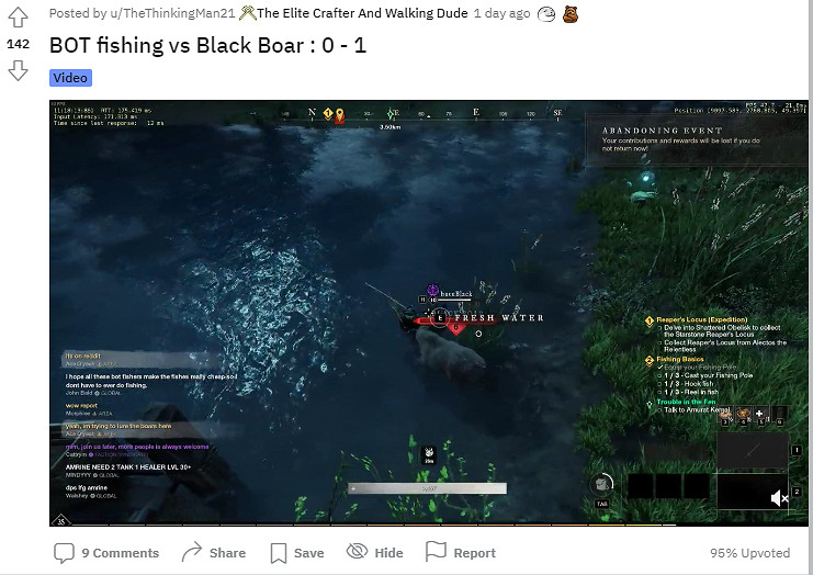 占據釣魚點忍無可忍 《新世界》玩家勾野豬擊殺腳本