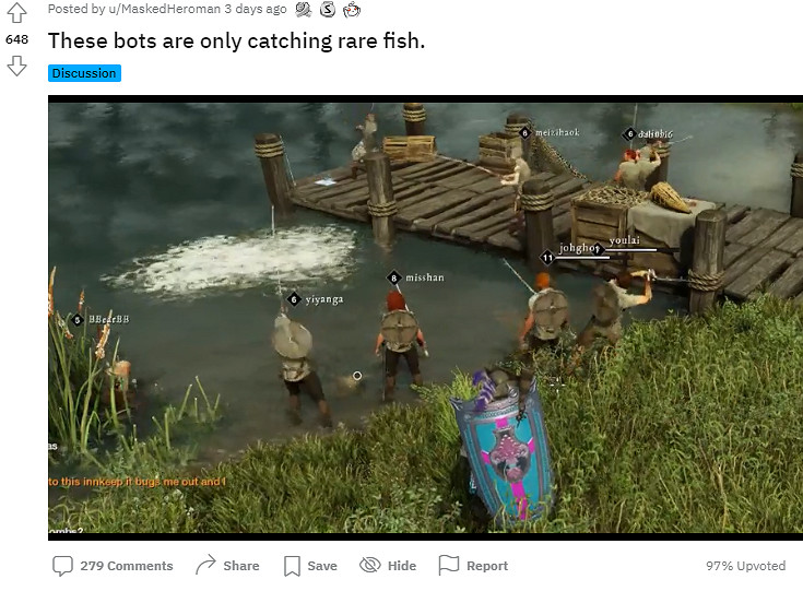 占據釣魚點忍無可忍 《新世界》玩家勾野豬擊殺腳本