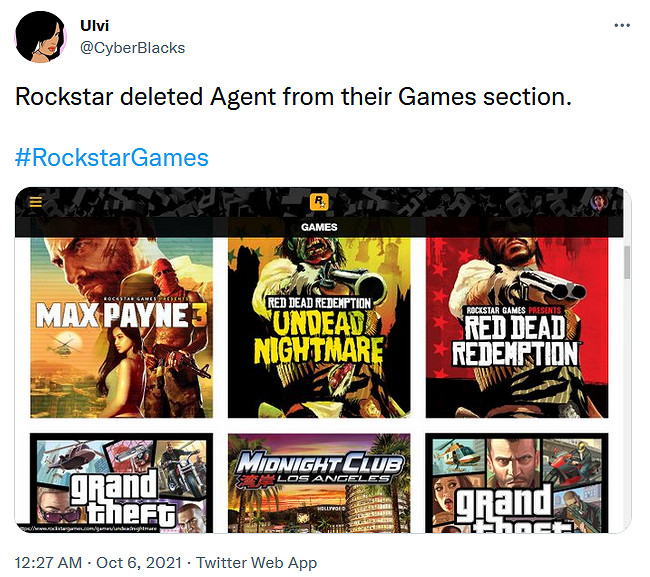 R星間諜遊戲《Agent》官網刪除 遊戲也已從庫中移除 R星間諜遊戲《Agent》官網刪除 遊戲也已從庫中移除