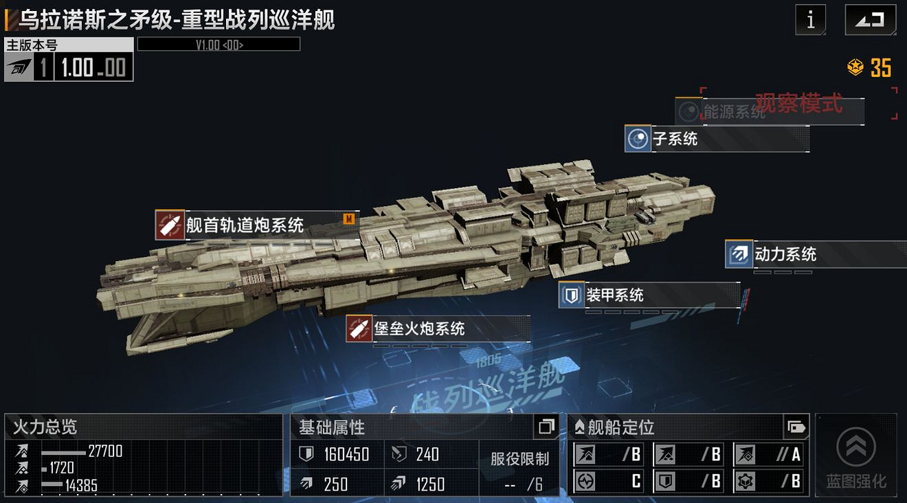 《無盡的拉格朗日》烏拉諾斯之矛級怎麽樣 重型戰列巡洋艦介紹