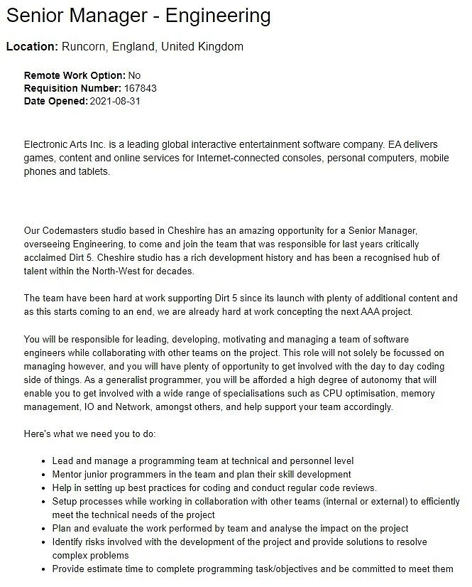 傳聞：《大地長征5》更新接近尾聲 Codemasters構思全新3A大作