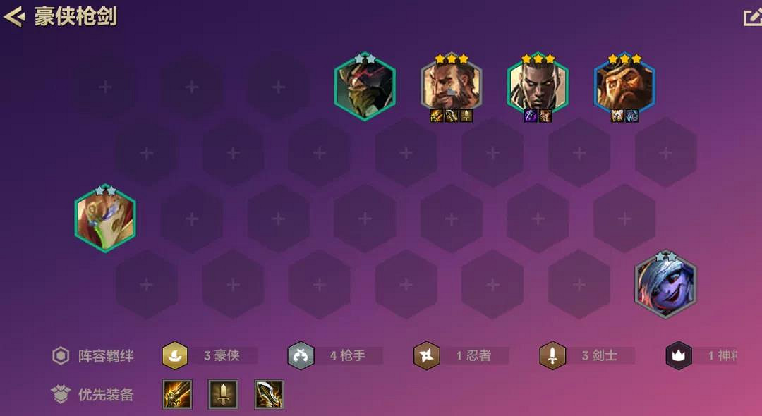 《金鏟鏟之戰》男槍主C陣容推薦 豪俠劍槍無畏重炮裝備搭配