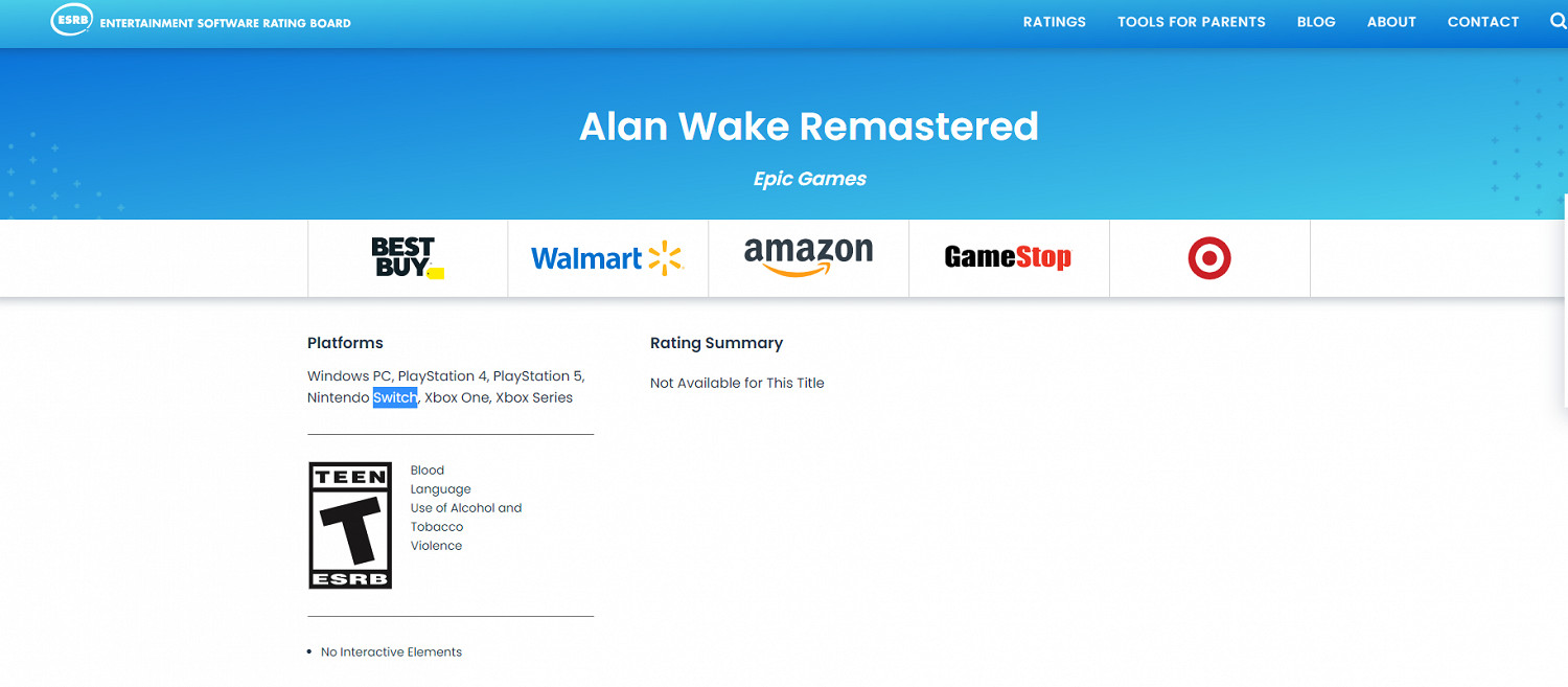 Switch版新證據 《心靈殺手：復刻版》被ESBR評級