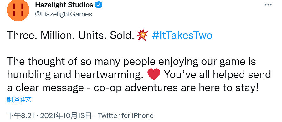 EA Original遊戲《雙人成行》銷量超300萬套 EA Original遊戲《雙人成行》銷量超300萬套