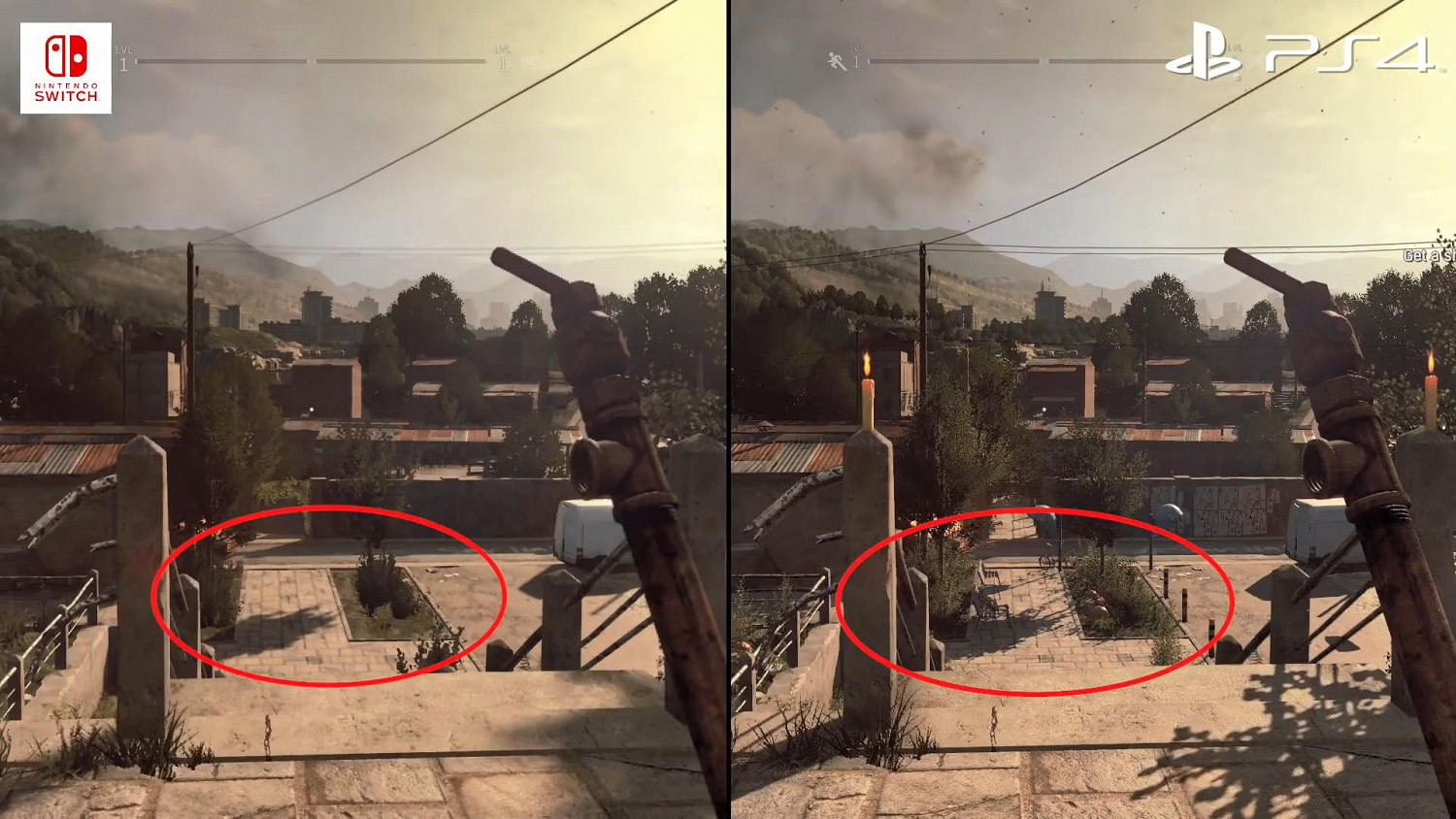 數毛社《垂死之光：白金版》NS和PS4運行對比