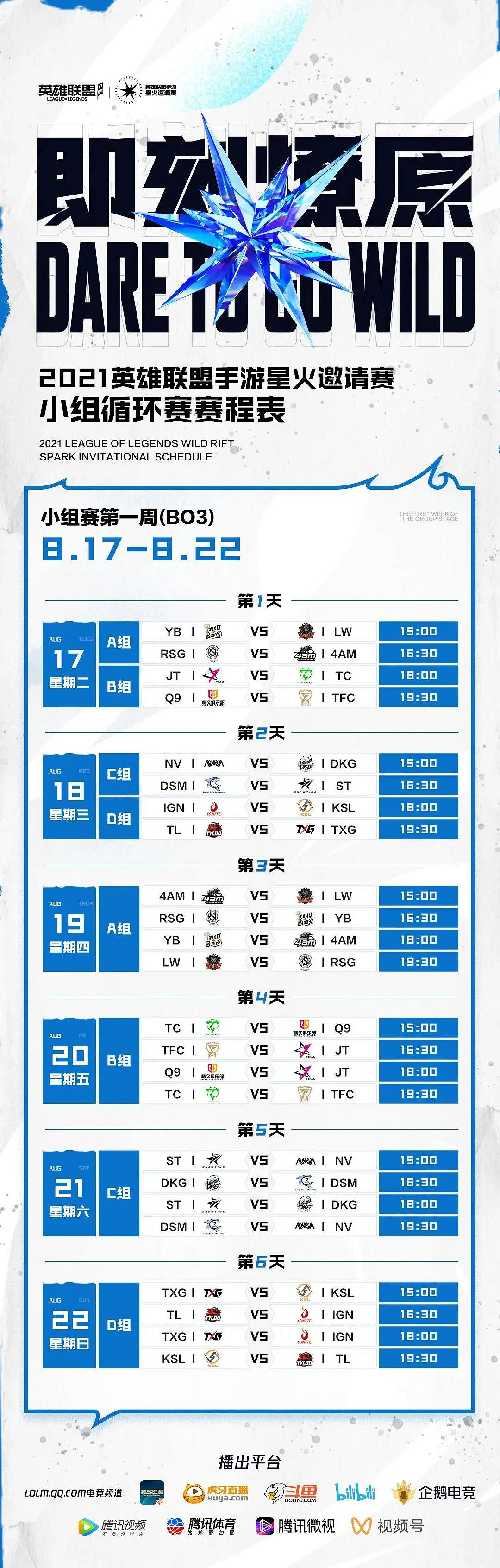 《英雄聯盟手遊》星火邀請賽賽程表 4AM天祿JTEAM參賽賽程