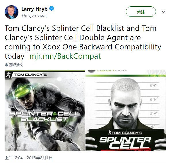 XboxOne向下相容遊戲列表追加《縱橫諜海：雙重間諜》及《縱橫諜海：黑名單》