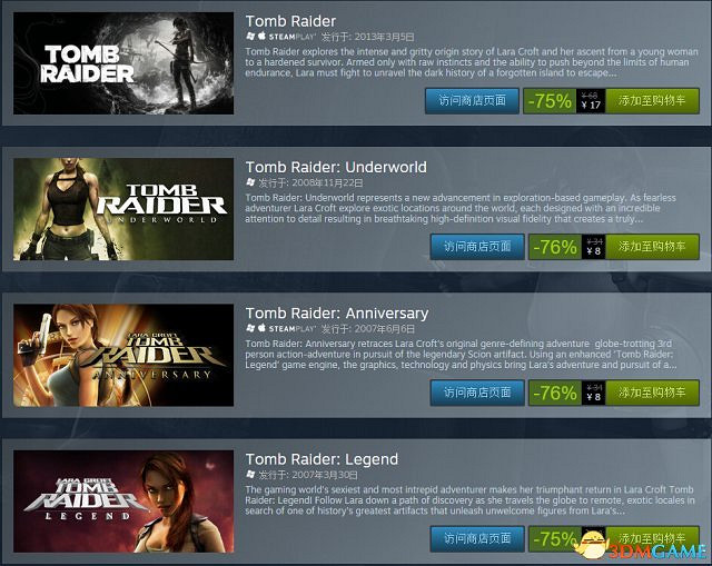 《古墓奇兵9》白菜價促銷 Steam中國價格僅17元 《古墓奇兵9》白菜價促銷 Steam中國價格僅17元