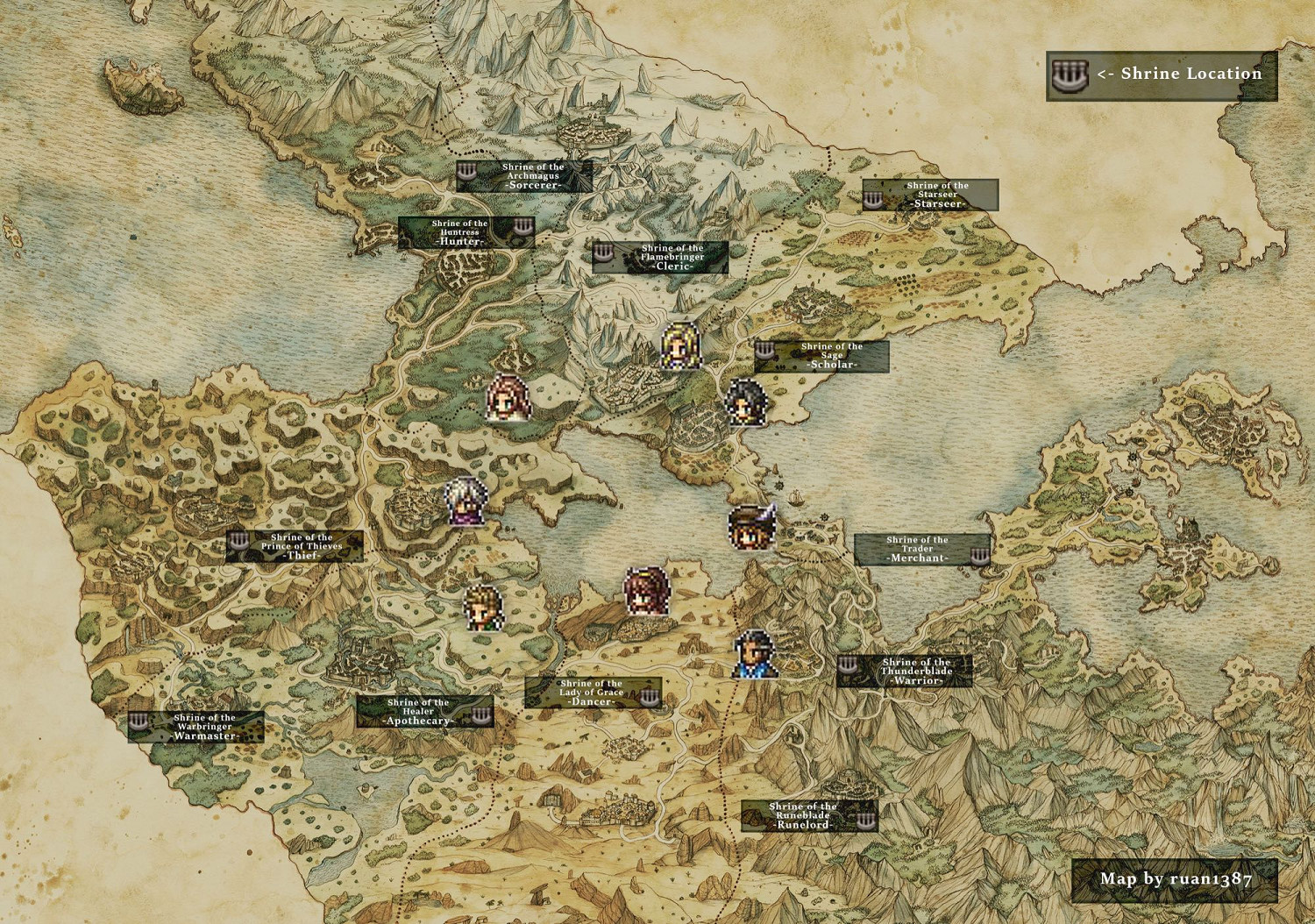 《歧路旅人》全神廟位置圖示詳解 祠廟地圖一覽