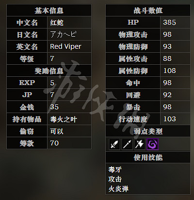 《歧路旅人》毒牙洞窟全寶箱可獲得物品一覽 毒牙洞窟全怪物屬性介紹