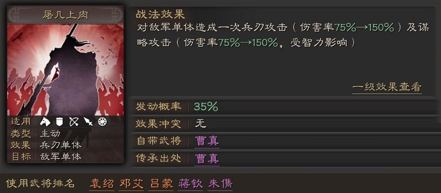 《三國志戰略版》屠幾上肉戰法解讀 A級戰法屠幾上肉簡評