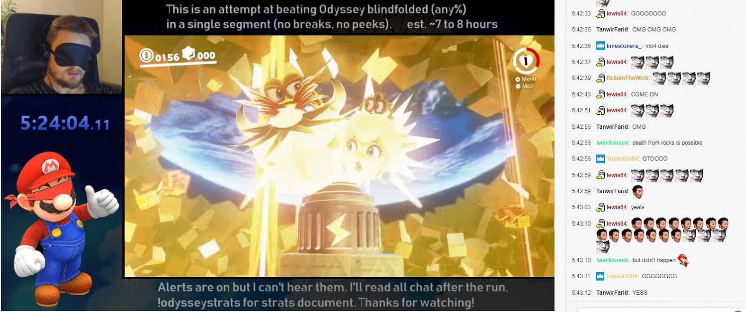 給大佬跪了！高玩蒙眼5小時通關《超級瑪利歐奧德賽》！