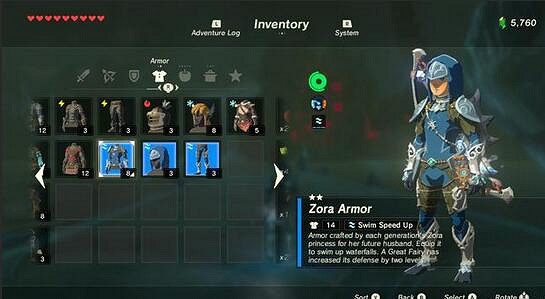 《塞爾達傳說：曠野之息》佐拉套裝位置圖解