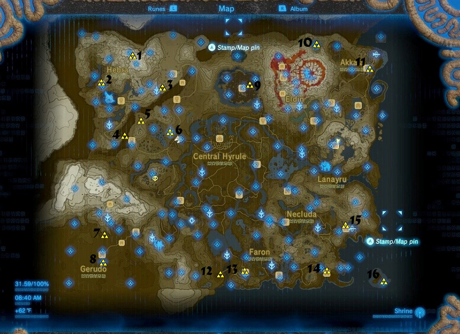 《塞爾達傳說：曠野之息》全小遊戲匯總及各位置分布