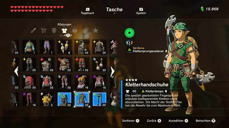 《塞爾達傳說：曠野之息》全套裝屬性圖鑒