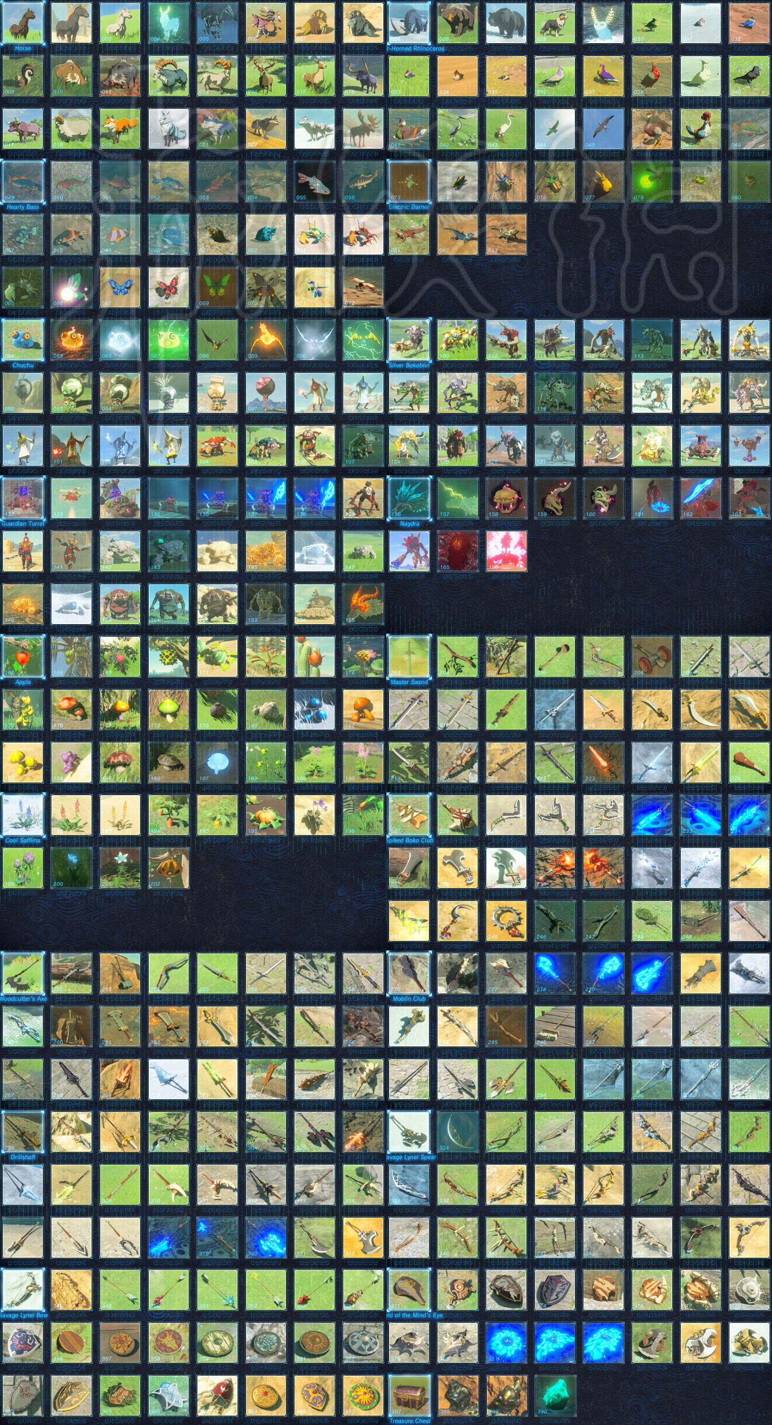 《塞爾達傳說：曠野之息》全圖鑒高清圖分享